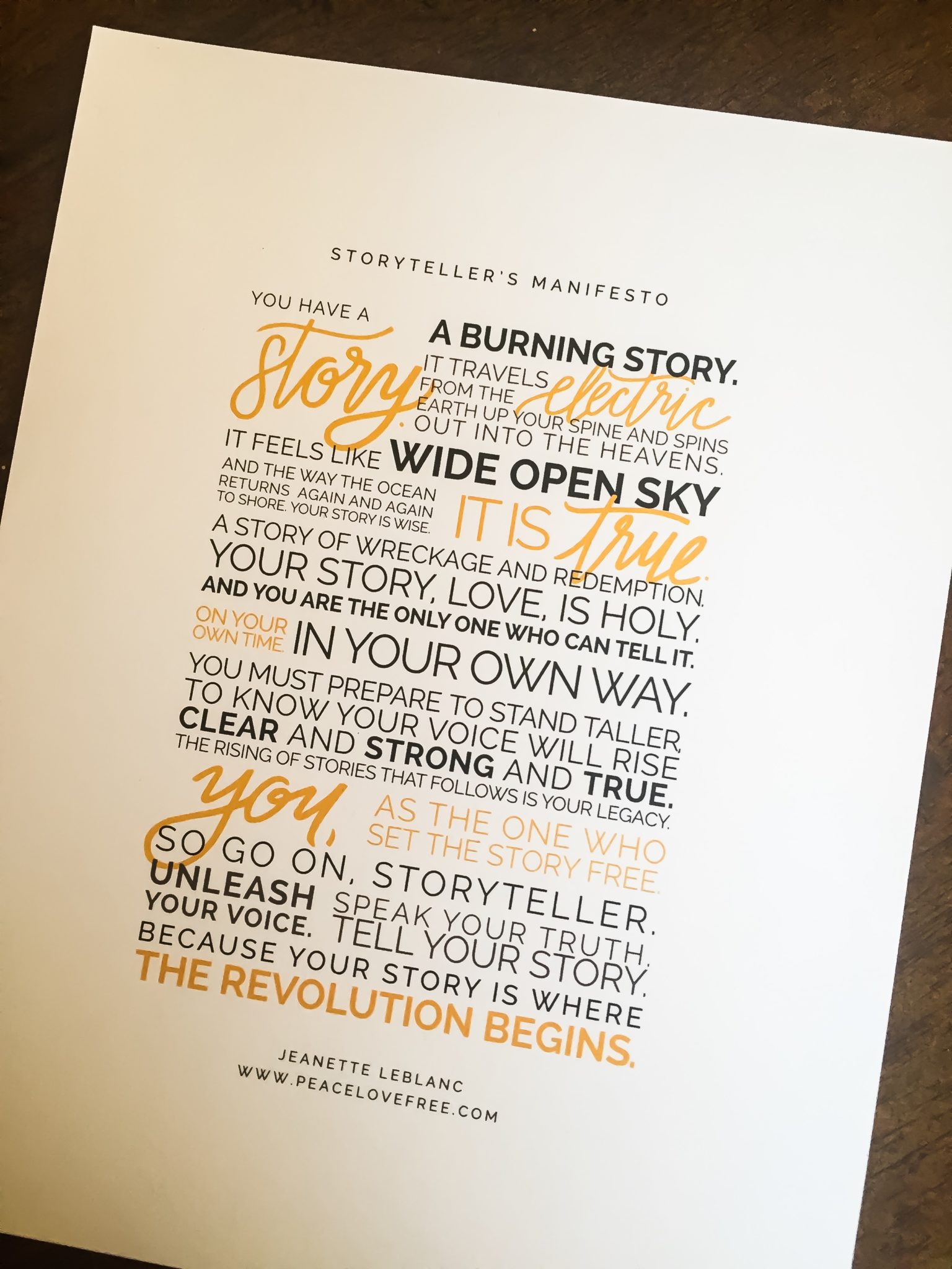 The Storyteller's Manifesto  Quote by Jeanette LeBlanc